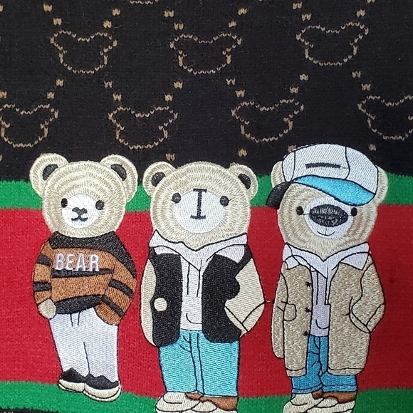 Bear Web Striped Cardigan Button Down Sweater Vest - Picture 3 of 10